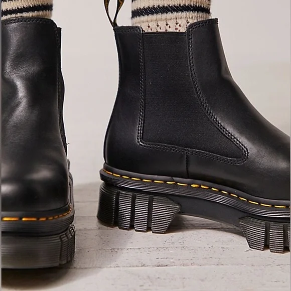 Dr. Martens x Free People Audrick Chelsea Platform 5 Black Smooth Nappa Leather
